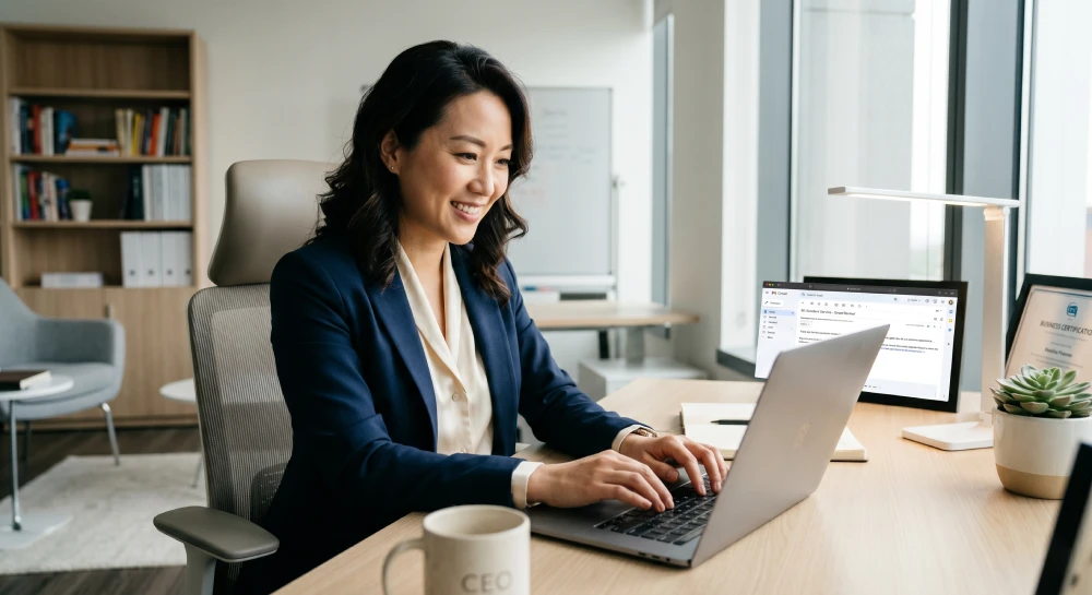 Google reviews local SEO A small business owner responding to Google reviews to build customer trust and boost local SEO