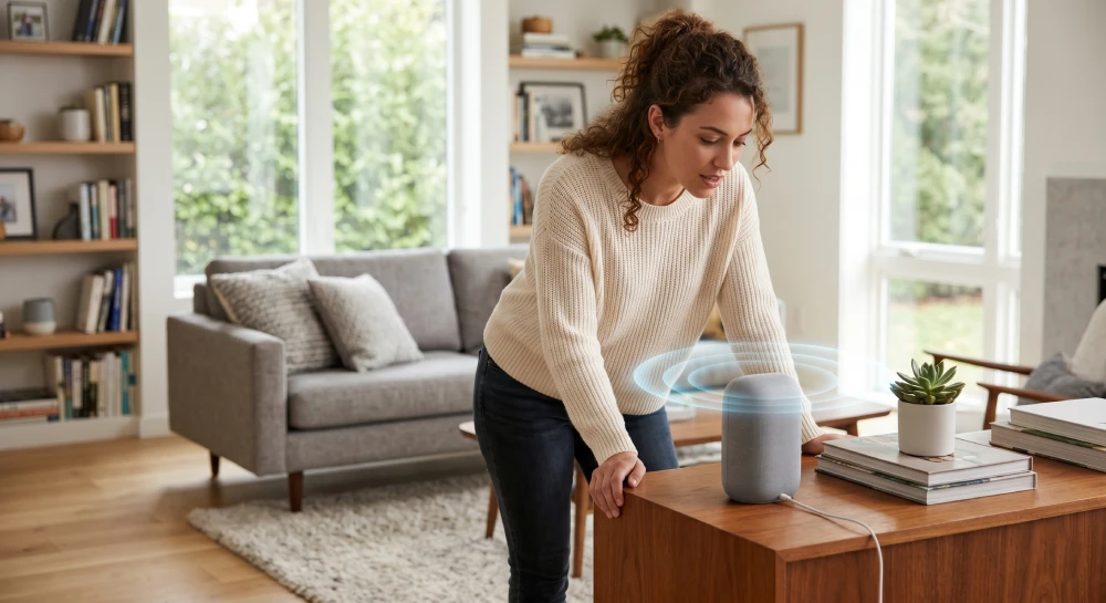 A user performing a voice search query, which relies heavily on natural language answers found in FAQ pages